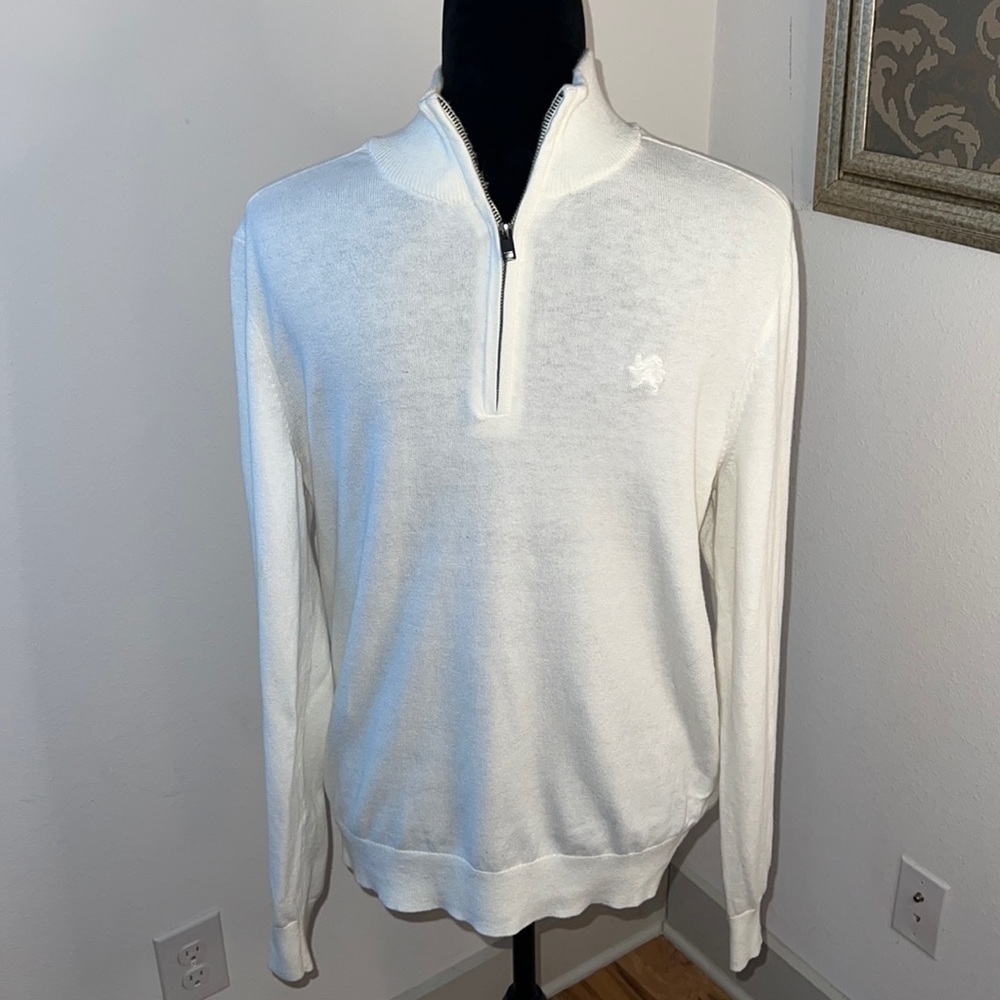EXPRESS ivory white 1/4 zip up mock neck light sweater long sleeves